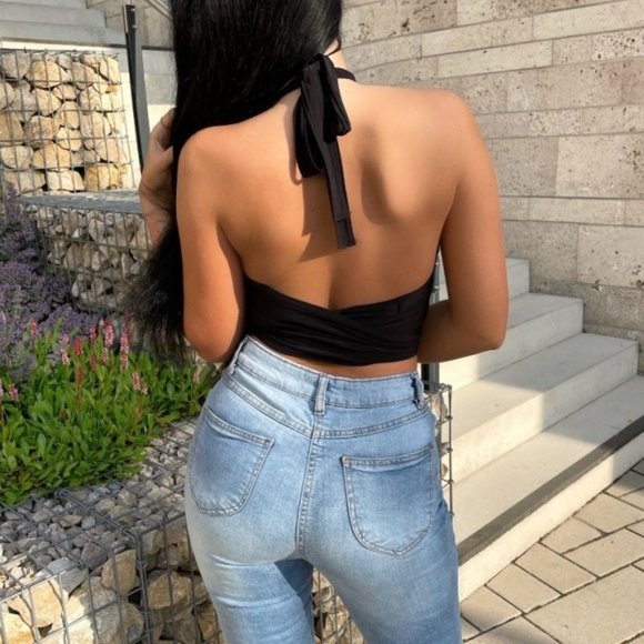 Slinky Halterneck Crop Top - Picture 2 of 2